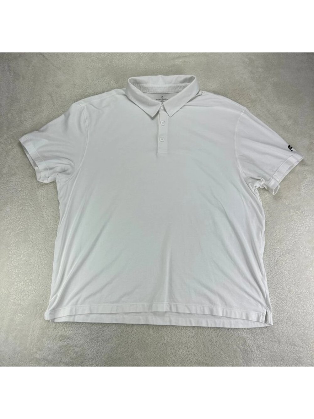 Fabletics 24-7 Polo Shirt Mens 2X White Stretch Sweat-Wicking Logo Short Sleeve